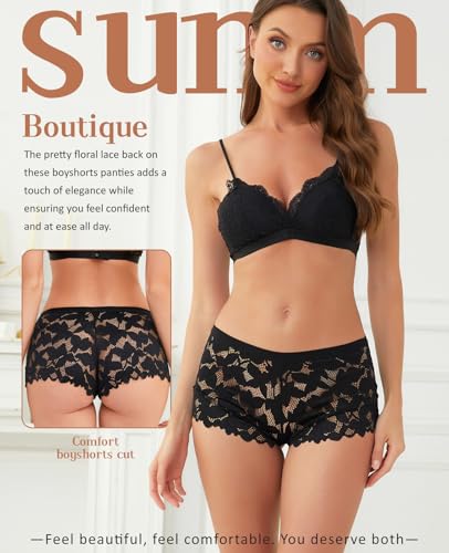Image of Sunm Boutique Sexy Underwear for Women, Cheeky Lace Boy Shorts