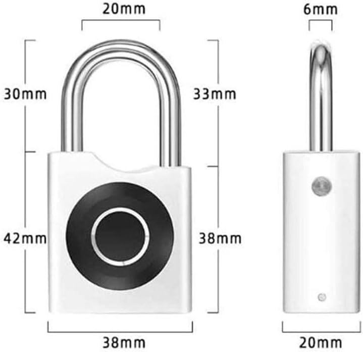 Fingerprint Padlock, Small Outdoor Weatherproof Padlocks, Biometric Keyless, USB Smart Pad Lock for Gym, Gate, Luggage Backpack, Bike(White)