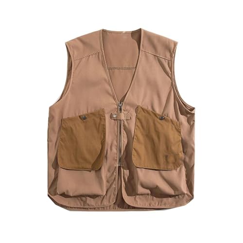 MORISTE Men's Vest Male's Japanese Retro V-Neck Workwear Pockets Waistcoat