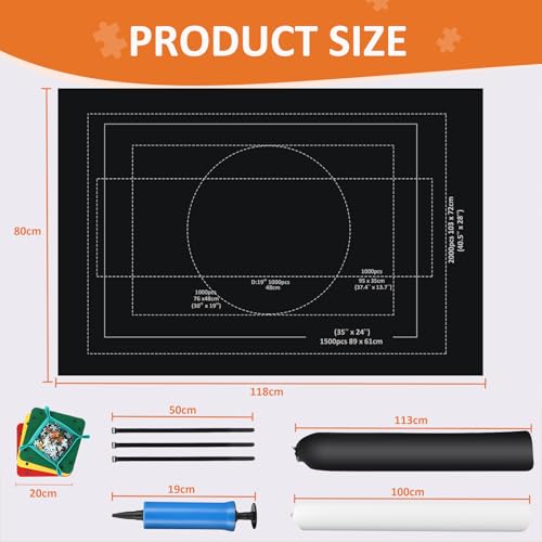 Puzzlematte Puzzlerolle, Puzzelmatten für Puzzle bis 2000,1500,1000 leicht zu lagern und zu transportieren,Riesenfilzmatte zur Aufbewahrung von Puzzles