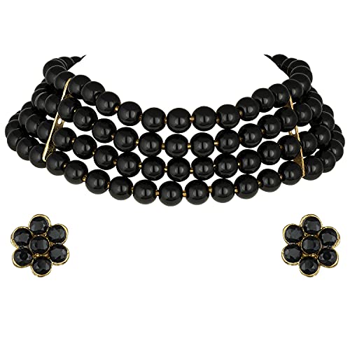 Image of Peora Traditional Maharani Haar Necklace with Earrings Bridal Jewellery Set Gift for Women