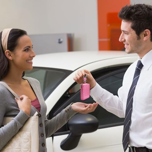 AdiStylinno Autoschlüssel Tasche, PU Leder Schlüsseletui mit Reißverschluss Schlüsseltasche Multifunktionale Schlüsselbund Tasche Mode Schlüsselmäppchen für Damen (Pink)