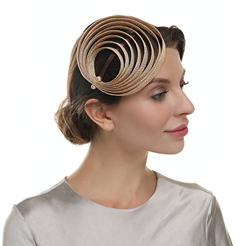 Gold Fascinator Hats For Women Wedding Cocktail Derby Tea Party Headband #TOP4