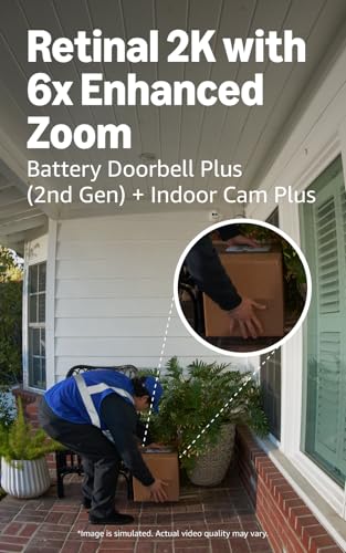 Image of Ring Battery Doorbell Plus (newest model), Nickel Silver with Indoor Cam Plus, White