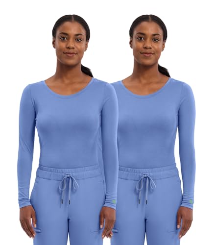 Healing Hands Women's Underscrub Soft Knit Melissa Longsleeve Scrub Tee with Breathable & Easy Care Fabric Pack of 2-5047, Ceil, 3XL