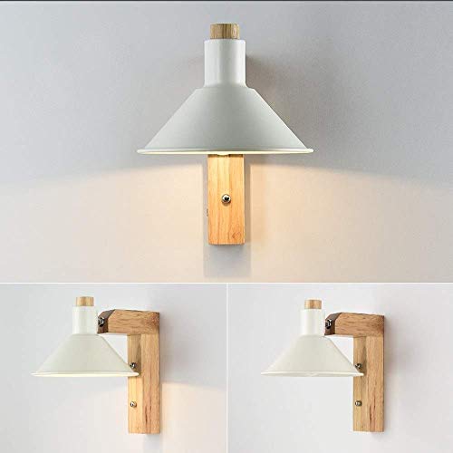 Lámpara LED de pared interior E27 estilo nórdico industrial loft con base madera para hogar 4
