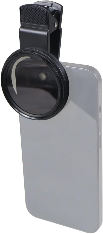 52mm Professional Phone Camera Clip with Macro Lens CPL Star Variable ND Filter for All Smartphones Aluminum Alloy Thread (with CPL Filter,Round Hole)