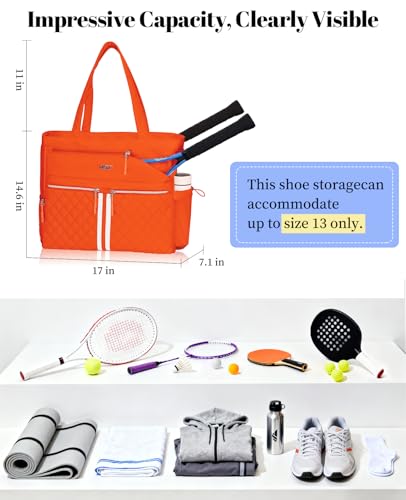 Tennis Bags for Women, Tennis Bag Holds 2 Rackets, Gym Bags with Ventilated Shoe Compartment, Suitable for Pickleball Tennis Badminton — view 2
