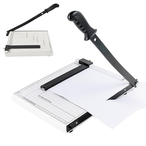 Taglierina a ghigliottina resistente, in metallo, formato A4, taglia fino a 10 fogli, lunghezza di taglio 30,5 cm, protezione di sicurezza e blocco lama per carta, foto, biglietti