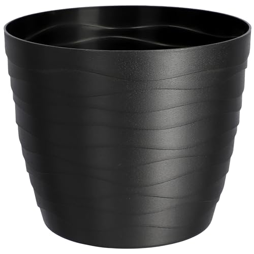KADAX Pot de fleurs en plastique - Diamètre : 11 à 19 cm - 7 couleurs - Simple - Pot de fleurs moderne - Protection robuste - Diamètre : 15 cm - Noir