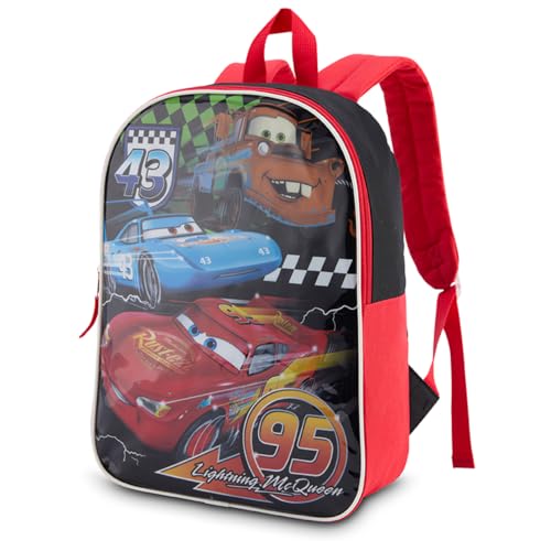 Disney Mochila Lightning McQueen para crianças – Mochila infantil fofa e durável para meninos com alças acolchoadas e compartimento com zíper – Mochila infantil ideal para escola e viagem – 38 cm