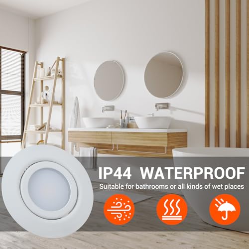 HCFEI LED Einbaustrahler Flach Dimmbar, Schwenkbar 5W LED Spots 230V, IP44 Bad Einbauleuchten Deckenspots Einbauspots, 3CCT Warmweiß Neutralweiß Kaltweiß (3er set, Weiß, 120°)