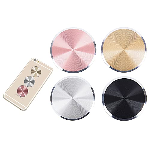 Hymyily メタルプレート 車載 スマホ マグネット 極薄 シール付 予備 無地 シンプル 貼替用 車載ホルダー 替え用メタルプレート 磁石 プレート 車用磁石シール 丸型 4枚