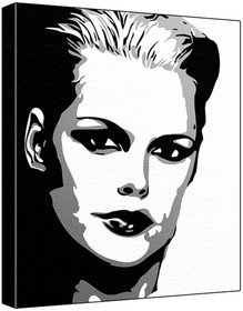 Sophie Monk (100% Original Painting. Not A Print ) Acrylic Paint On Deep Framed Canvas (60 x 50 x 1.8 cm) 3-Colour Black/Grey/White-image-41