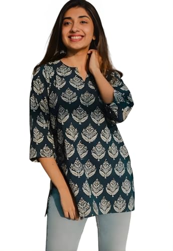 Image of Women's Short Kurti in TopsTunic Rayon Cotton Blend | Ladies Ethnic Tunic