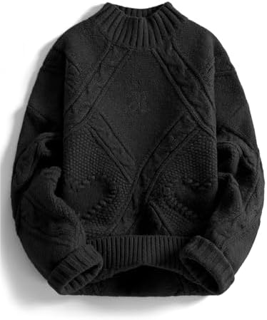 Aelfric Eden Women's Oversized Cable Knit Chunky Sweater Mock Nec...