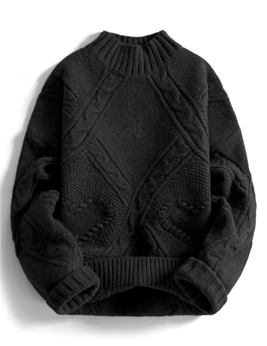 Aelfric Eden Women's Oversized Cable Knit Chunky Sweater Mock Neck