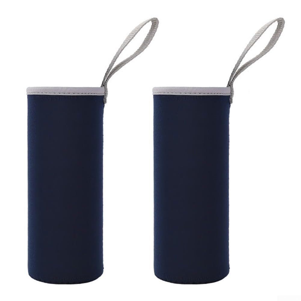 2-Pack Insulated Water Bottle Thermal Sleeve Cover for 550ml/750ml/1000ml/1500ml Bottles – Stretchable Scuba Fabric, Scratch & Resistant, for Camping, Hiking, Travel(550ML Blue)
