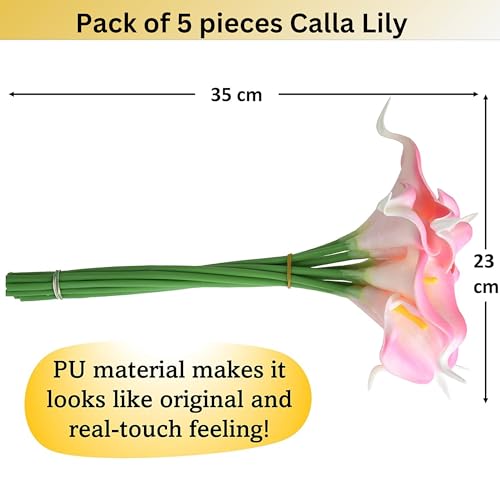 Image of Tdas Artificial Lily Flowers Plants Home Decor Items Flower Plant for vase Living Room Hall Bedroom Decorative Decoration - 34 CM Long (Pot Not Included) (Baby Pink, 5 Pcs)