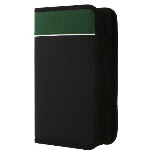 RoyalCraft TM CD Wallet, 96 Capacity CD Holder Case in Black/Green, Nylon.