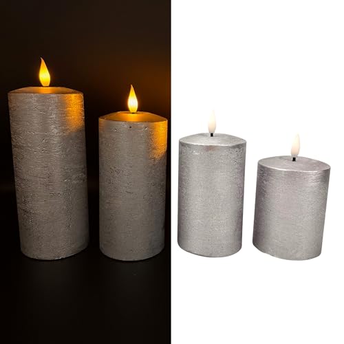 Online Fuchs 4er Set metallic LED-Kerzen aus Echtwachs mit praktischer...