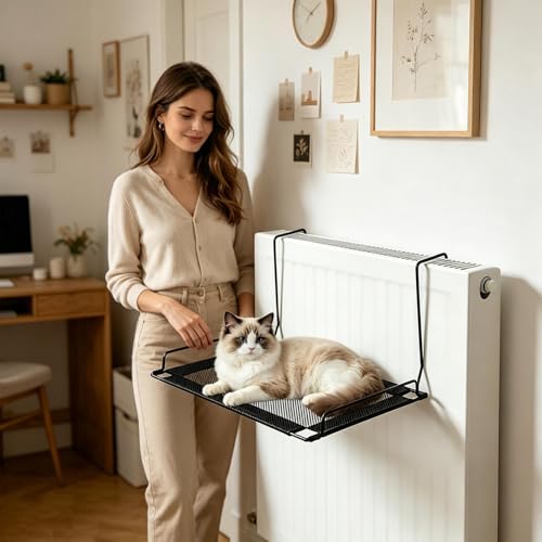 Alfombrilla plegable para gatos con percha transpirable de ventana interior 4