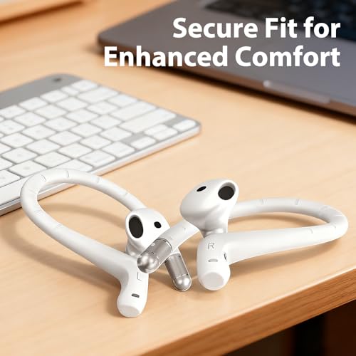 Adhiper 1 Pairs Ear Hooks for AirPods 4/AirPods 3/AirPods Pro 2/AirPods Pro(New Anti-Loss Lanyard And Cleaning Cloth) Anti-Slip Sports Ear Hooks Earbuds for AirPods Accessories (White) - Image 6