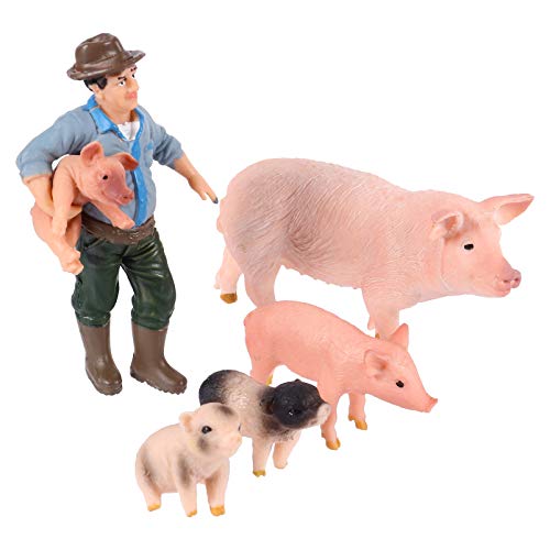 Cabilock Conjuntos 5Pcs Mini Figuras Brinquedos Figuras de Animais de Fazenda Com Fazenda de Porcos