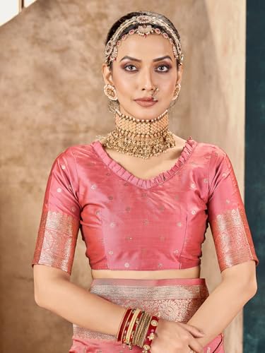 Image of Mehrang Women's Pure Kanjivaram Silk Saree Banarasi Silk Wedding Sarees for Women with Blouse Piece