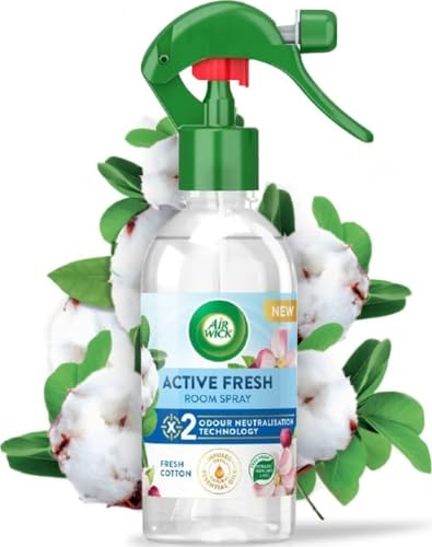 Image of Airwick Premium Air Freshener, Fresh Cotton Scent, 236ml, Non-Wet Spray, Fast-Acting Indoor Deodorizer, Instant Odor Neutralizer, Quick Freshening,Green