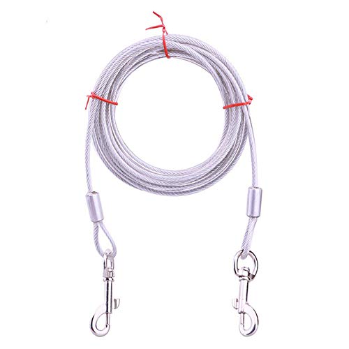 Cable de amarre para perros con ganchos de metal duraderos para patio al aire libre, camping, a prueba de óxido, 5 m