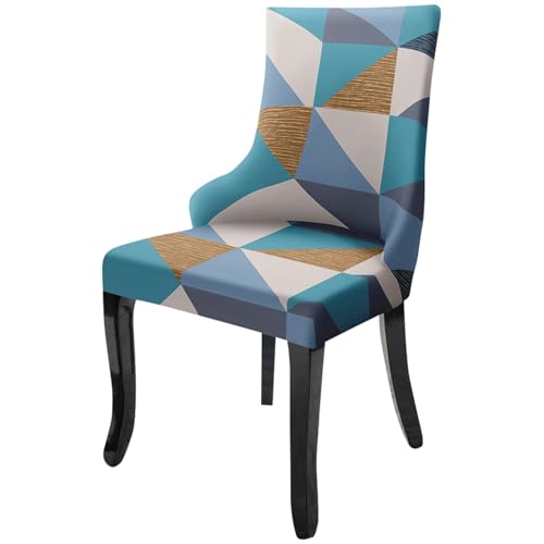 Image of House of Quirk Polyester Wingback American Side Chair Slipcover-Accent Chair Cover Slipcover with Arm,Washable Dining Chair with Nailed Trim Protector for Dining Living Room Pack of 6 (Blue Prism)