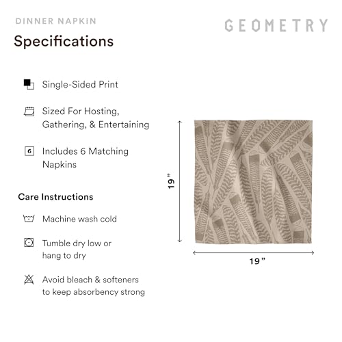 GEOMETRY Cloth Dinner Napkins - Quick-Dry, Ultra-Absorbent, Reusable Cloth Napkins for Dining & Entertaining - Turkey Feathers, 19
