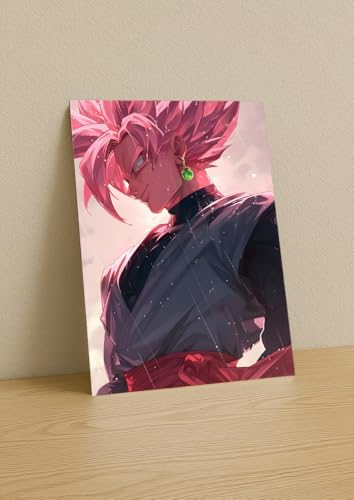 Image of NIJUKA Anime Printed Metal sheet Poster For Home And Room Decoration | For Anime Art Fans Boys And Girls (Goku black rose)