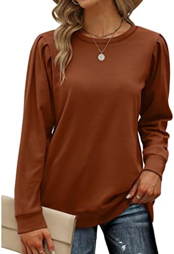 Geifa Sweaters for Women Fall Sweatshirts Pullover Crew Neck Lightweight Tops Caramel XL