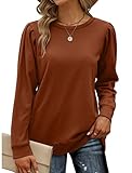 Geifa Sweaters for Women Fall Sweatshirts Pullover Crew Neck Lightweight Tops Caramel XL