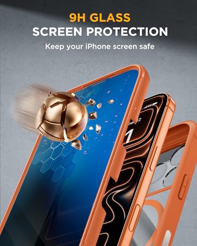 Image of miracase for iPhone 17 Pro Privacy Series Case, Magsafe, Orange | Built-in Privacy Screen Protector | 360 Full Protection | Colored Bezel & Clear Back | Shock-Absorbent | 6,3 Inch