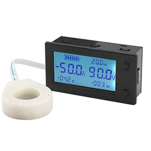 Battery Monitor, Drok Amp Volt Power Watt Meter Dc 0-300V 200A Stn Lcd Display Panel Meter, Current Voltage Energy Capacity Ammeter Voltmeter Multimeter Gauge With Hall Sensor, 2.5M Shielded Wire #TOP4