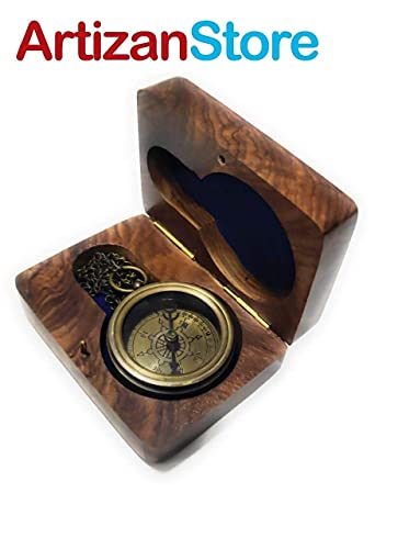 Brújula de bolsillo de latón antiguo ArtizanStore miniatura 4