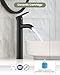 gotonovo Vessel Sink Faucet Modern Tall Bathroom Faucet Single Handle One Hole Stainless Steel Vanity Lavatory Rv Bowl Basin Mixer Tap with Supply Lines and Metal Pop Up Drain, Matte Black