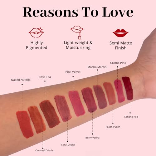 Image of ENN Beauty Semi Matte Liquid Lipstick 1.5ml Enriched with Ghee,Vitamin E & Rosemary For 12 H Long Lasting,Waterproof,Non Transfer Smudge Proof Liquid Lipstick For Women - Cramel Drizzle