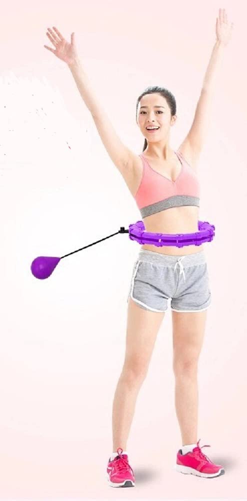 Wanana Smart Hoola Hoop for Adults Weight Loss, 2 in 1 Detachable Abdominal Fitness Hoola Hoop Adjustable Removable Home Waist Slimming Training Exercise Hoop, Fitness Gift for Women Adult (Purple)