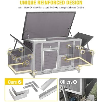 Aivituvin Chicken Coop with Two Nesting Boxes Large Wooden Hen House Outdoor Weatherproof Rabbit Hutch Duck Cage (AIR69)