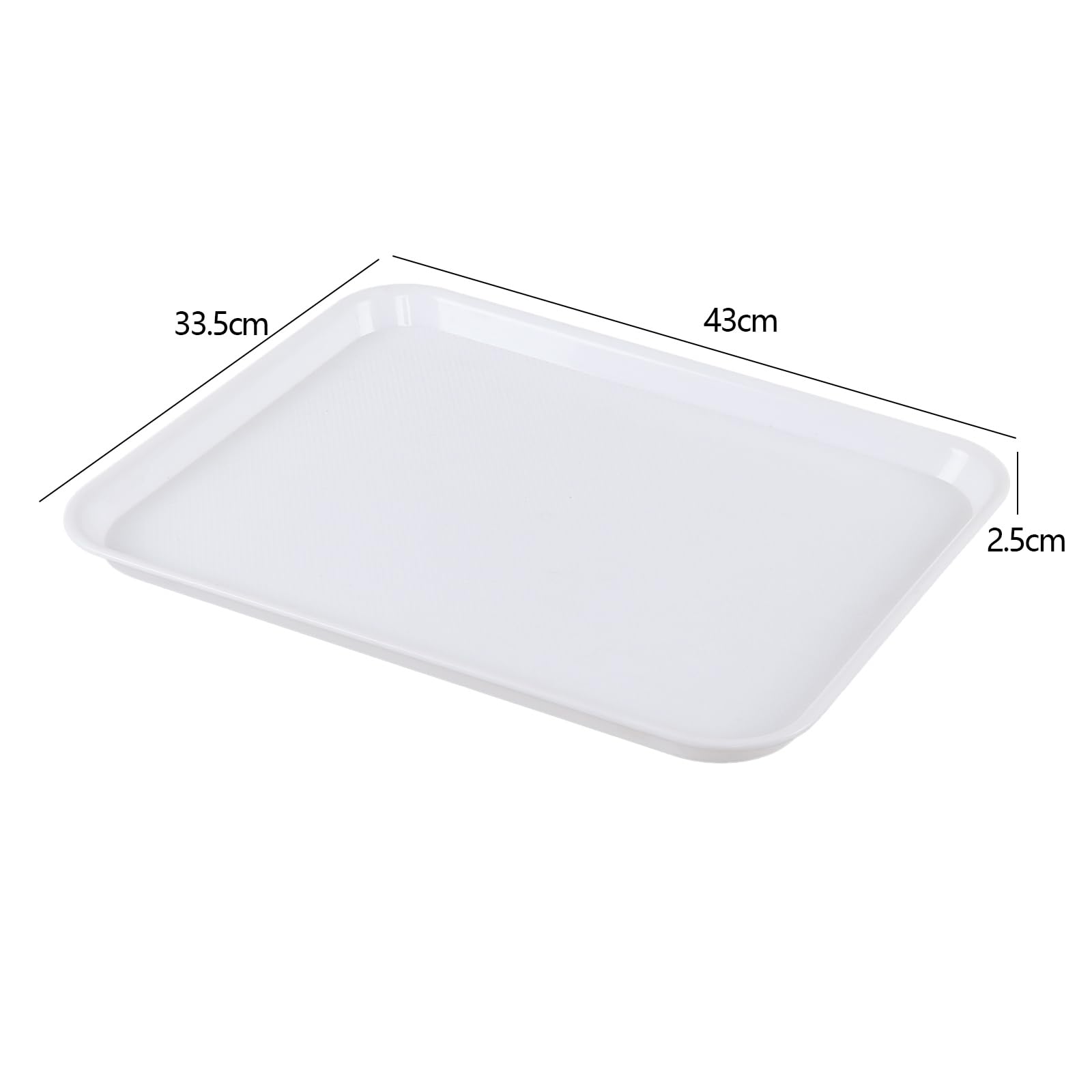 Confezione da 6 vassoi rettangolari in plastica per caffetteria, 43 x 33,5 cm, vassoio da portata per fast food, bianco