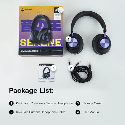 Linsoul Kiwi Ears x Z Reviews: Serene Planar Magnetic Driver Over-Ear Gaming Headphones, Fully Closed-Back, Passive Noise Cancelling, with Detachable Cable for DJ, Gamer, Musician