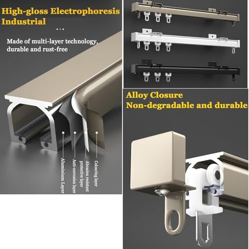 Tringle à rideaux double rangée silencieuse et robuste en aluminium de plafond - 3