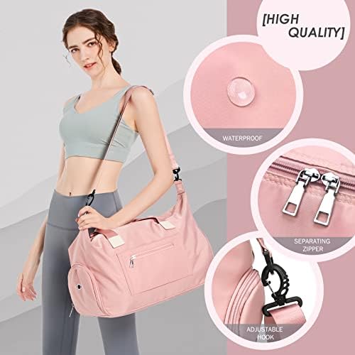 Sports Gym Bag, Travel Duffel Bag with Wet Pocket & Shoes Compartment Weekender Bag for Women and Men, Pink 2 Sports Gym Bag, Travel Duffel Bag with Wet Pocket & Shoes Compartment Weekender Bag for Women and Men, Pink