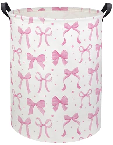 Image of Baby Laundry Basket Baby Hamper for Nursery Girl Kids Butterfly Hamper Cute Storage Bin Organizer Butterfly Room Decor for Home(Dreamy Bowknot)