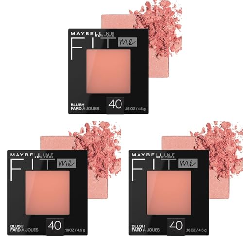 Image of Maybelline Fit Me Blush, Lightweight, Smooth, Blendable, Long-lasting All-Day Face Enhancing Makeup Color, Peach, 1 Count (Pack of 3)