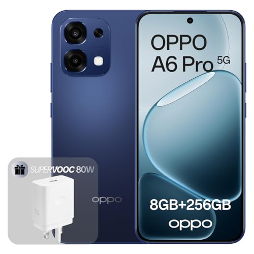 OPPO A6 Pro 5G 8+256GB AI Android Unlocked Smartphone 6.57 120Hz AMOLED Display 50+16MP AI Camera 6500mAh Battery IP69 Water Resistance Stellar Black (Include 80W SUPERVOOC Charger)